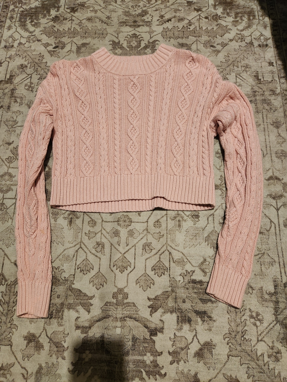 GAP Light Pink Cable-Knit Crop Sweater